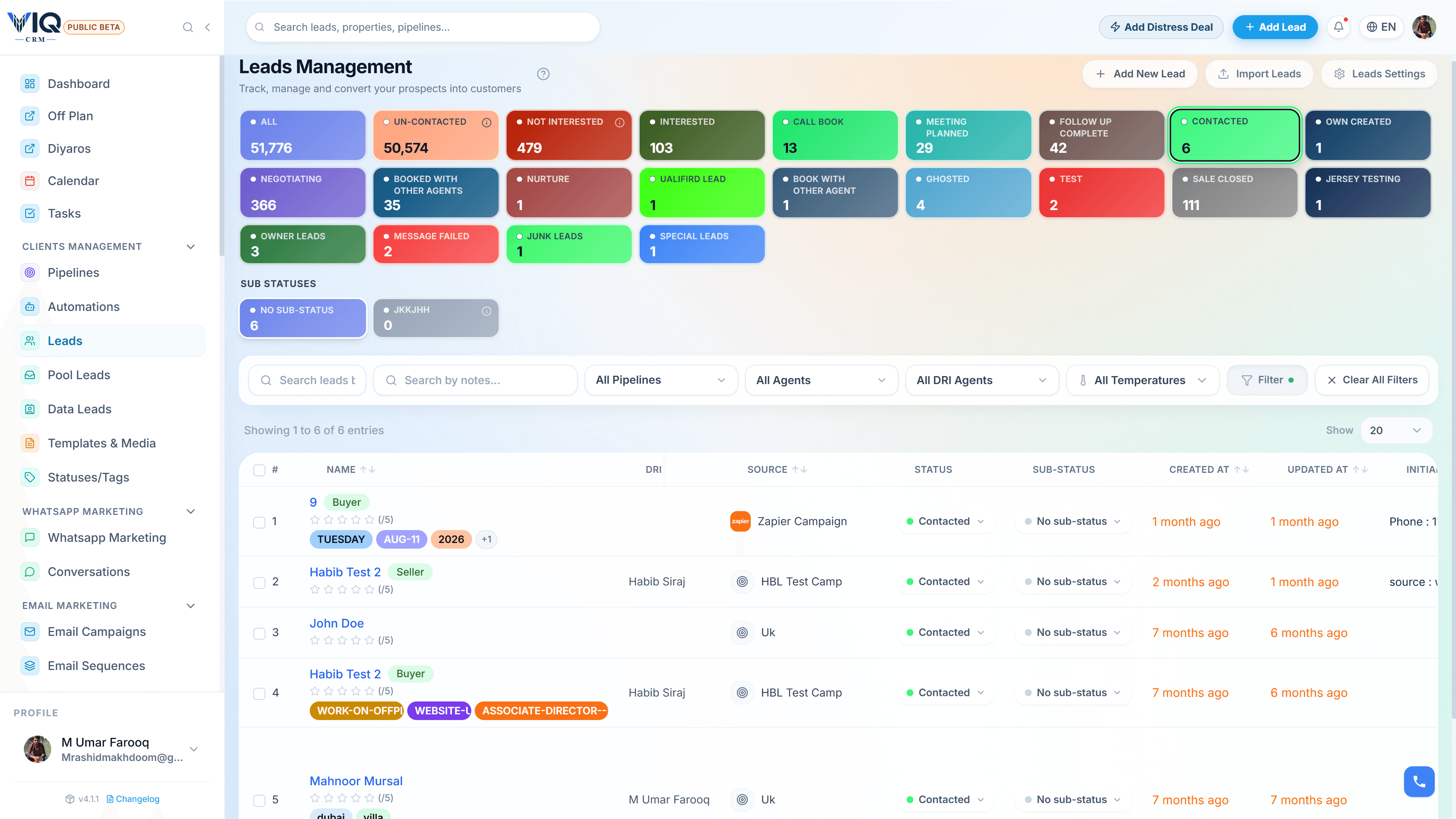 Lead pipeline view