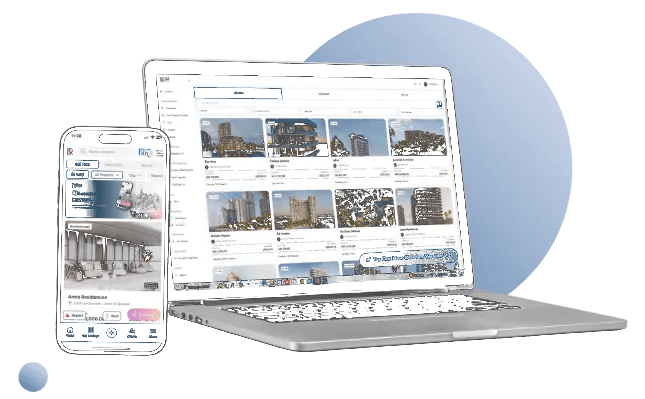 VIQ CRM listings on laptop and iPhone