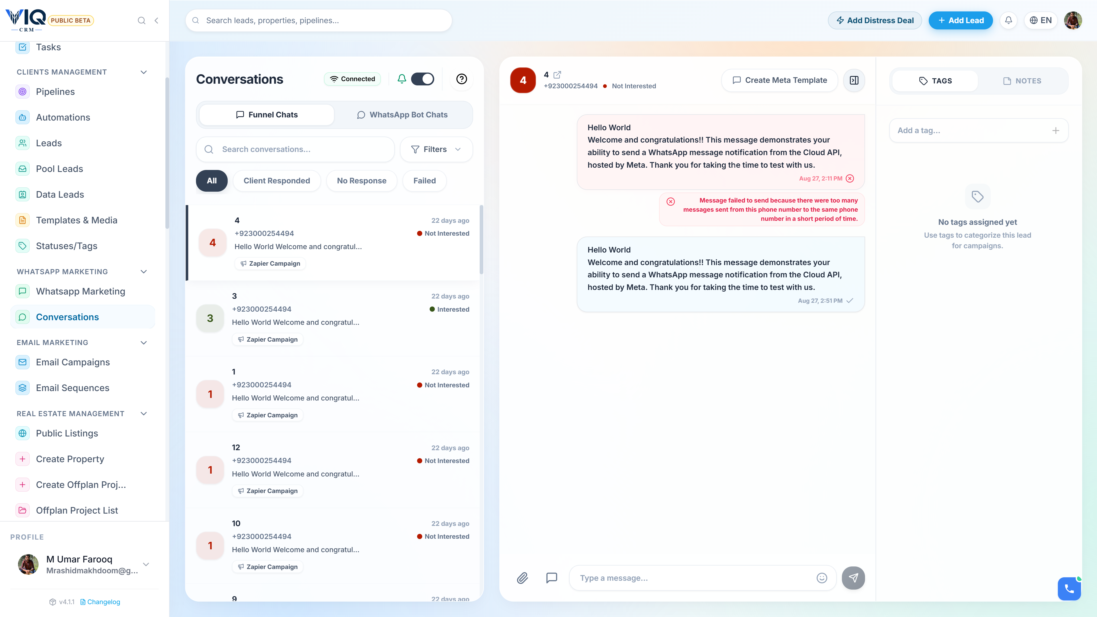 VIQ CRM conversations inbox
