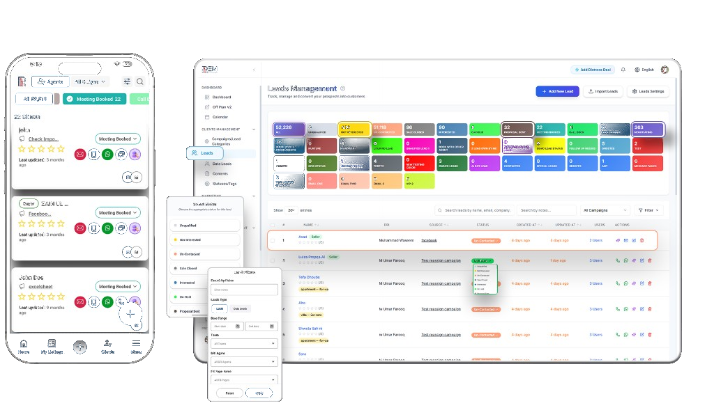 VIQ CRM lead management on mobile and desktop