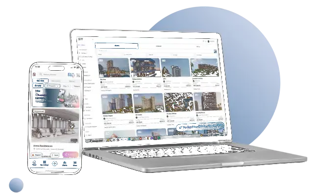VIQ CRM listings on laptop and iPhone