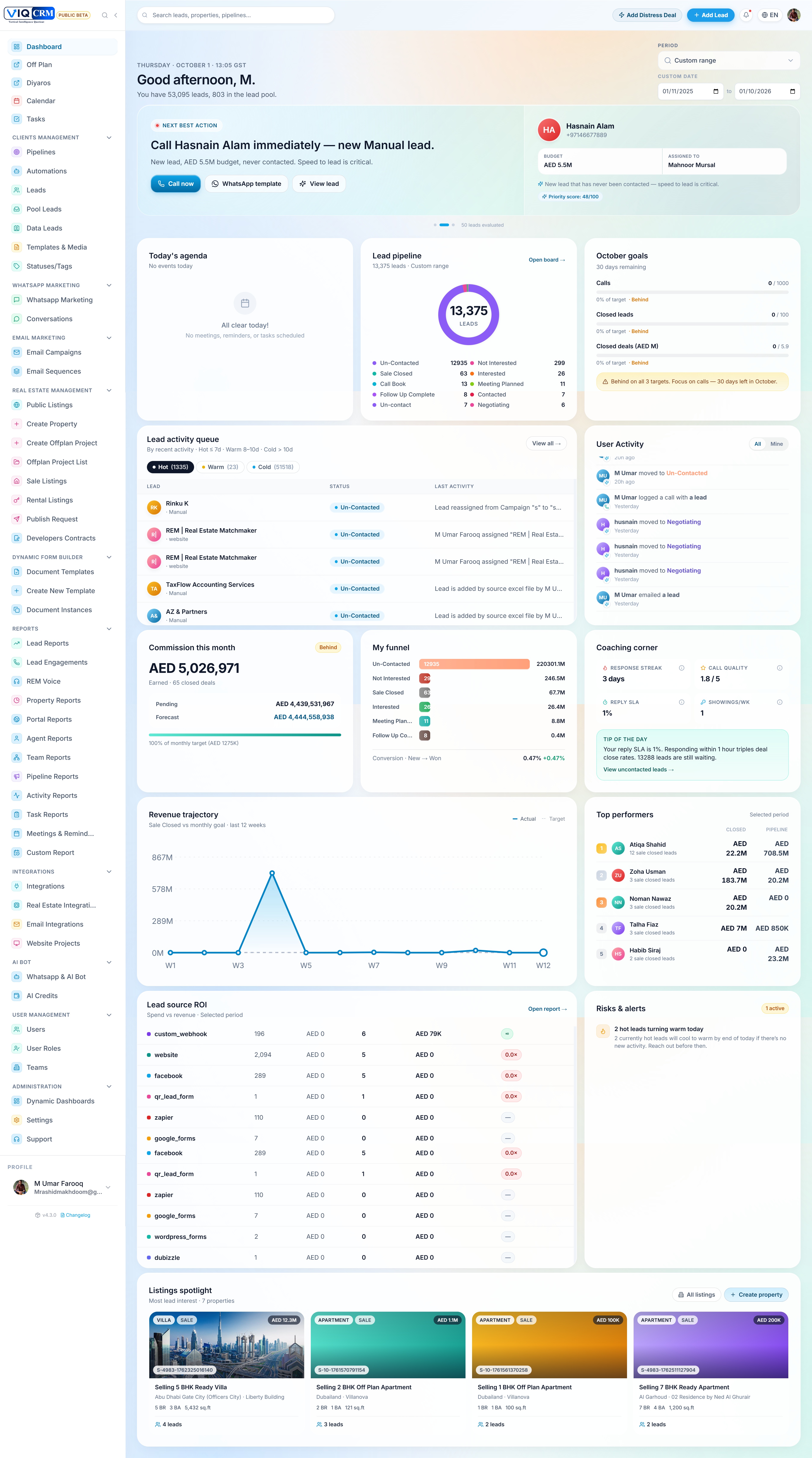 VIQ CRM workspace on desktop